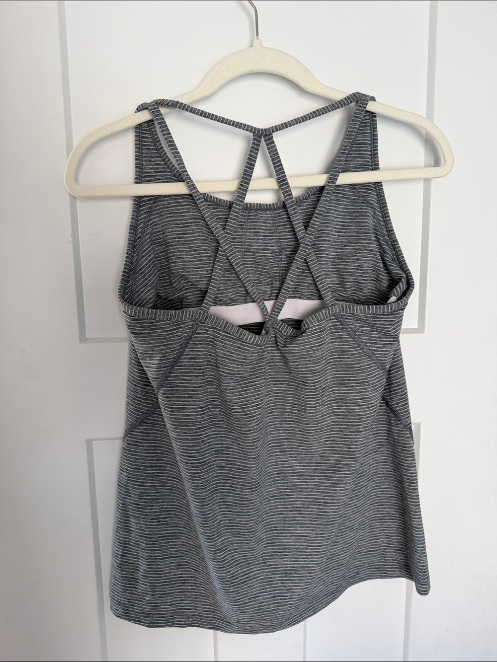 GAP Gray Striped Tank with Strappy Back - Picture 2 of 2